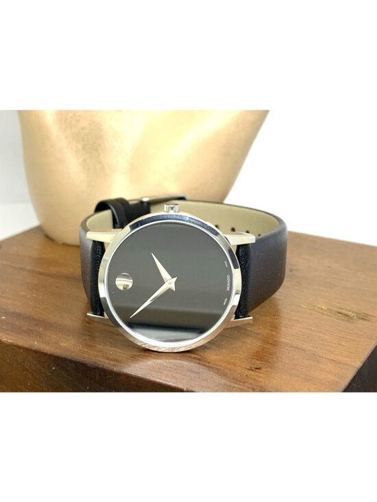 Movado Women\'s Watch 0607646 Museum Swiss Quartz Black Dial Leather Strap 33mm main image 10
